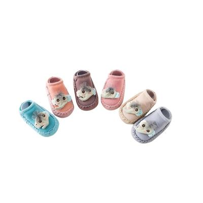 China KT2- I0088 Anti-skid Baby Shoe Slipper Socks Baby Boy House Shoes And Sandals Infant Socks With Leather Sole for sale