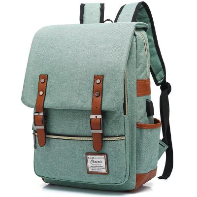 China With USB Custom Travel Vintage School Business Laptop Backpack Waterproof Bag With USB Charging Port for sale