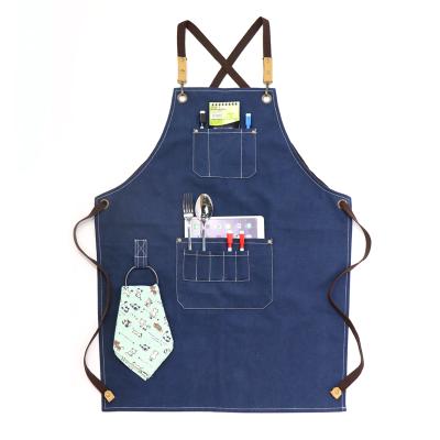 China New Arrival AZO Free 16oz Heavy Duty Washed Canvas Apron 100% Cotton Salon Barber Work Apron Cafe Barista Apron for sale