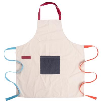 China Eco-Friendly Simple Adjustable Neck Strap Cotton Style Couples Kitchen Painting Pocket Canvas Home Apron for sale