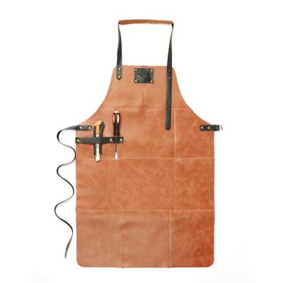 China AZO Free Fashion Multifunctional Leather Apron Oil-proof And Waterproof Work Bartender Apron for sale