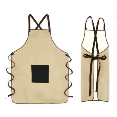 China Waterproof Kitchen Apron Bibs Chef Waiter Cleaning Cooking Woman For Men Cafe Shop PU Leather Apron for sale