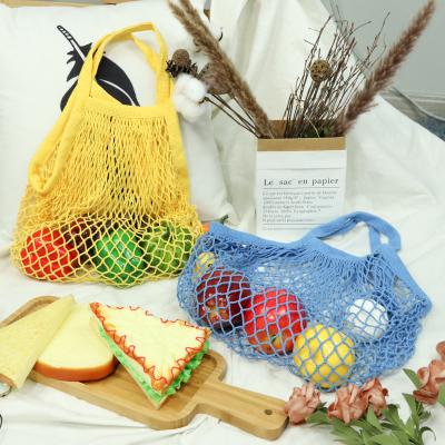 China Eco-friendly Cheap Reusable Cotton Tote Mesh Shopping String Net Grocery Bag for Vegetables and Fruits for sale