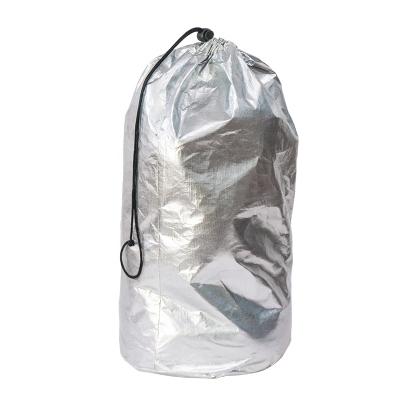 China Fashion large capacity Dupont tyvek AZO free silver paper drawstring bag for sale