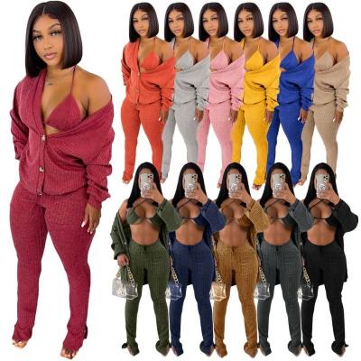 China Customized LOGO Women Sports Lounge Wear Winter Clothes Women Three-Piece Suit Jogging Set Lounge Wear Anti-Static Sets Women GL6519 for sale