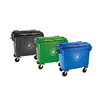 China Sustainable Wholesale Polyethylene Trash Can 660L Rolled Garbage Matching Bin With Public Outdoor Cover Trash Can for sale