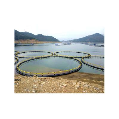 China Fish farm round floating pontoon plastic fishing net cage for fish with high quality pe pipe for sale