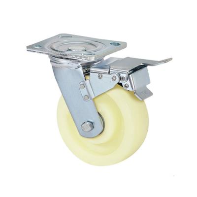 China Rigid 3 Inch 4 Inch 5 Inch White Nylon Swivel Caster Wheels With Brake For Furniture for sale