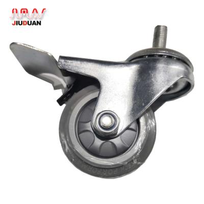 China 3 Inch Swivel Rigid Gray Color Rubber Caster Wheel With Brake for sale