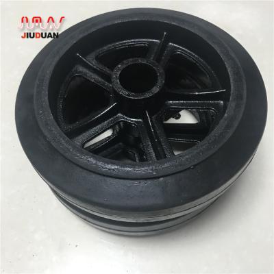 China 150mm 200mm Diameter Rigid Hand Pallet Industrial Truck Swivel Rubber Caster Wheel for sale