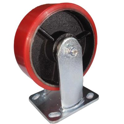 China Rigid Industrial Heavy Duty Red Swivel Fixed PU Caster Wheel 4