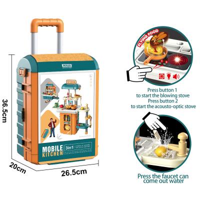 China Opearted Battery 4 in 1 Luggage Mobile Kitchen Juguetes Pretend Play Boy Toy Shopping Kitchen Sets Amazon Supply for sale