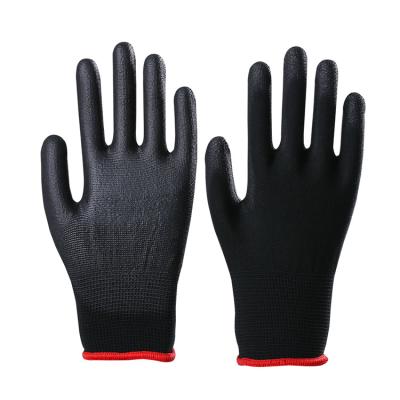 China Best Hand Safety Protection Wholesale Anti-Slip Comfortable Black PU Palm Fit Coated Safety Hand Work Glove for sale