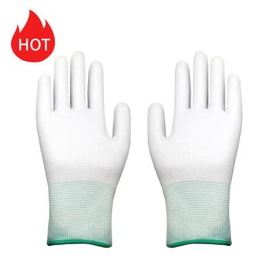 China PU Palm Fitted Gloves High Quality Knitted Polyester Palm Anti-Slip Wear Resistant Comfortable Fit Coated PU Work Gloves Daily Gardening Gloves for sale