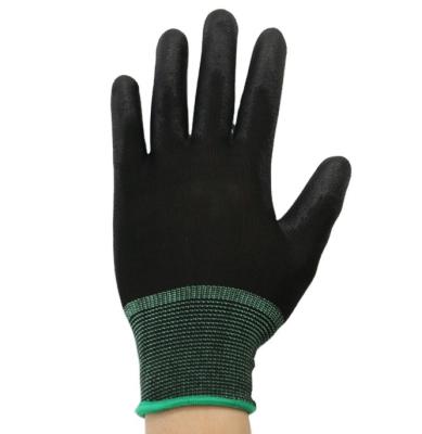 China PU Palm Fit Black PU Coated Palm Work Gloves Labor Safety Rubber Hand Protective PU Gloves Malaysia for sale