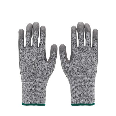 China Anti-impact 13 Gauge HPPE Cut Resistant Gloves BYSheng Custom PU Coated Gloves Level 5 Cut Out Work Gloves for sale