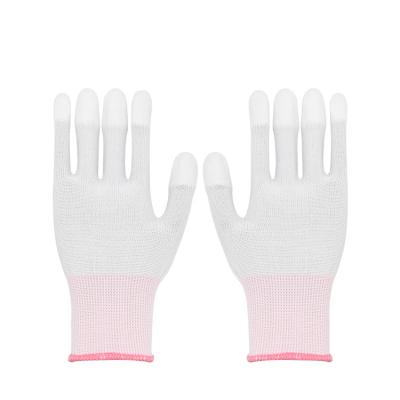 China PU Top Fit Gloves High Quality Mechanical Material Working Safety 13 Gauge Polyester Gloves With Finger PU Coating For Hand Protection for sale