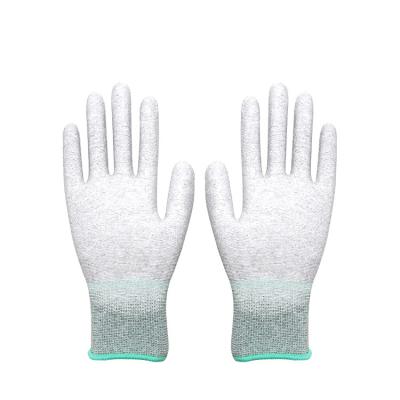 China ESD PU Palm Fit Gloves Lightweight Led Industry Conductive Hands Working Safety ESD Welding Palm Fit Anti-Static Gloves for sale