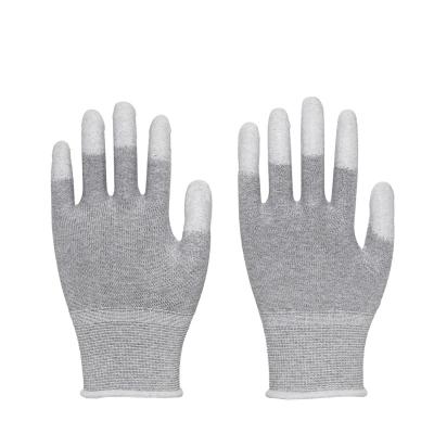 China Carbon Fiber PU Anti Static Anti Static Finger Coated Safety Workshop Esd Safety Working Gloves for sale