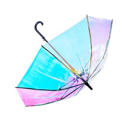 China All In 1 2020 Fashional Iridescent Iridescent Holographic Iridescent Poe Material Women Plastic Umbrella Umbrellas for sale