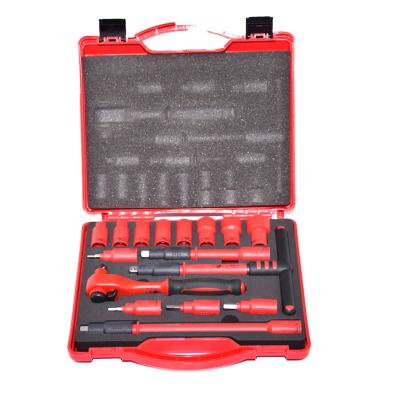 China 16PCS VDE Insulated 1000V Insulated Tools 3/8 Ratchets Wrench Socket Set T-Handle Extensions Hex Sockets High Voltage Resistant Bits for sale