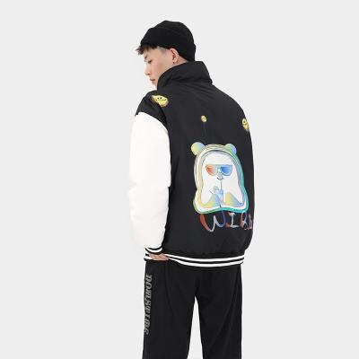 China Waterproof Winter White Duck Down Jacket Stand Printed Patchwork Fashion Brand High Quality Can Be Customized Hangzhou Men's Down Coats for sale