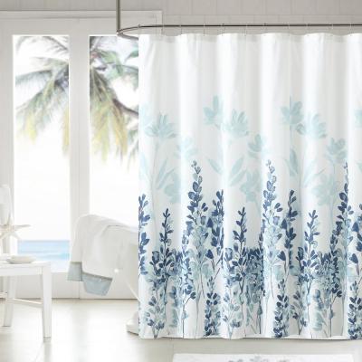 China Wholesale Waterproof Shower Curtain Mat Bathroom Bin Set Polyester Fabric Shower Curtain for sale