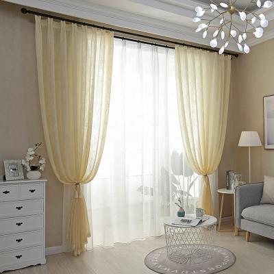 China Translucidus Solid Color Sheer Curtain In Cotton Modern Cheap Custom Canvas Window Curtain For Living Room for sale