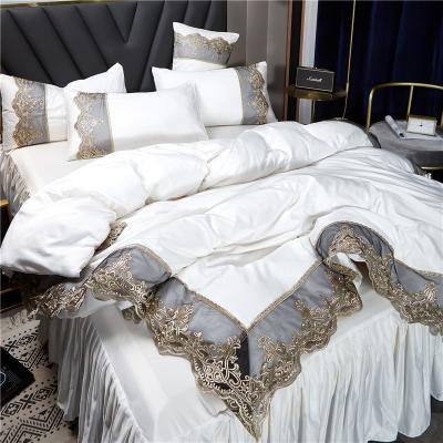 China Anti-bacteria modern princess silk lace flatted simple enbriodary washed bedding sets for sale