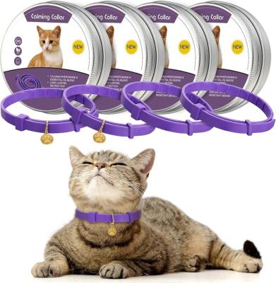 China Stocked 4-piece Soothing  Adjustable Cat calming collar Lavender scented Relaxing with 2 pendants for puppy cats to reduce stress attack for sale