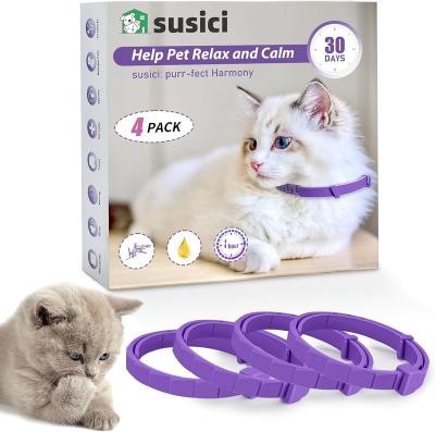 China Stocked 4 pieces of cat calming collar, effectively relieve anxiety and stress adjustable relaxed cat collar, cat calming separation phe for sale