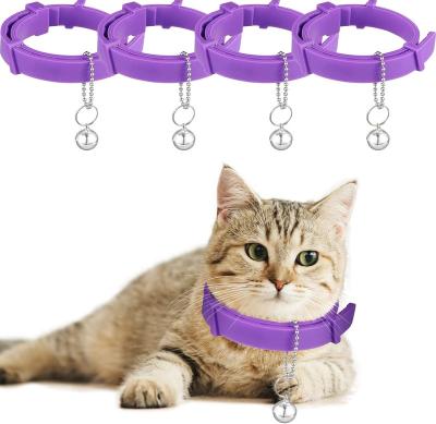 China Stocked 4 Pieces Cat Calming Collars Adjustable Cat Pheromones Calming Collars with 4 Bells Reducing Anxiety for Pets Suitable for Small for sale