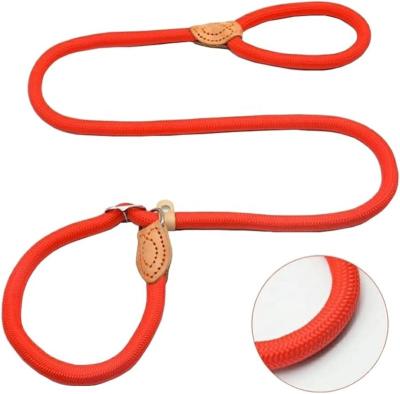 China Stocked Dog leash Sliding leash and spring hook leash, adjustable heavy duty 1.27cm x 1.78m braided rope durable no pull pet strong trai for sale