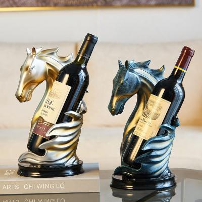 China Creative Minimalist Animal Statue Wine Rack Horse Shape Bottle Holder Kitchen Dining Bar Barware for sale