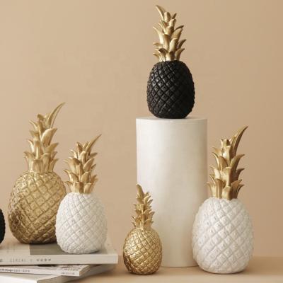 China Mid Century Modern Golden Pineapple Sculpture Other Decor Resin Bedroom Decoration Home Living Room for sale