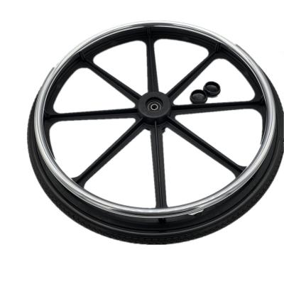 China Wheelchair Wheelchair Tires Puncture Proof PU Mag Wheel Wheelchair Spare Parts 24 Inch Rear Wheels for sale