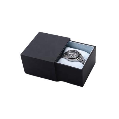 China Luxury Black Custom Logo Gift Watch Packaging Drawer Cardboard Box Drawer Box for sale