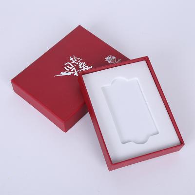 China Handmade Small Lid Red Paper Box Custom Printed Logo VIP Card Packaging Gift Box for sale