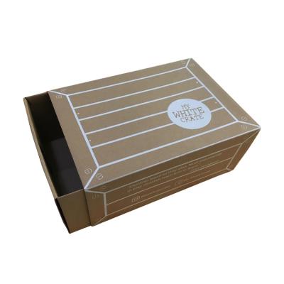 China Recyclable Custom Shoe Boxes With Logo Recycled Packaging Kraft Paper Drawer Sliding Shoe Box for sale