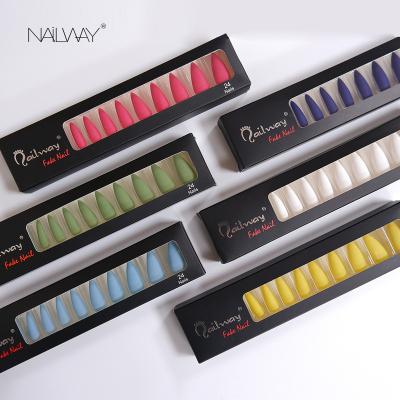 China Easy Apply New Design Popular Quality Professional Fake Nails Almond Nails Fake Press On Nails Cute for sale