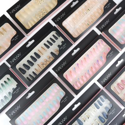 China Easy Apply High Quality ABS Custom Finger Pack Material Nails Reusable Hand Made Press On Nails for sale