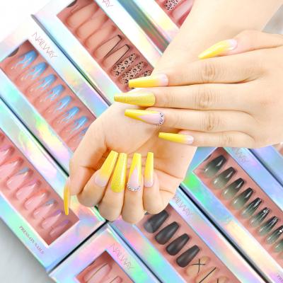 China Easy Apply Professional Custom Colored Nail Art Private Label Gel Luxury Long Press On Nails for sale