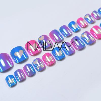 China Easy Apply Make To Order Good Sale Heart Shaped Shiny Polish Custom Kids Nail Stick False Nails For Kids for sale