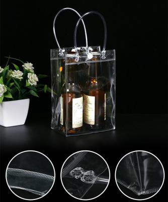 China Recyclable Wholesale Custom Handbag Multifunctional Clear Transparent Gift Bag With Handle PVC Plastic Bag for sale