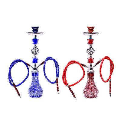 China Arabic metal shisha hookah set double broken glass middle hookah decorative iron pot for home for sale