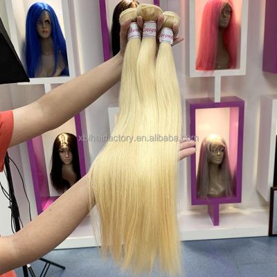 China Virgin Remy Hair Extension 613 Straight Virgin Hair Bone Bundles With Closure 100% Unprocessed Remy Brazilian Raw Hair 10A No Mix Queena Hair for sale