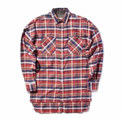 China Anti-pilling Best Selling Plaid Shirt Men's Oversized Casual Cotton Polyester Long Sleeves for sale