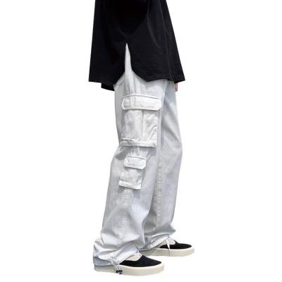 China Solid Color Multi-pocket Straight Casual Men's Trousers And Anti-wrinkle Mens Trousers for sale