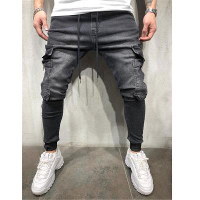 China Wholesale QUICK DRY patchwork big pocket jeans shape men's pencil pants slim biker skinny jeans for sale