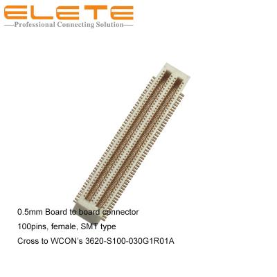 China 0.5mm board to board connector, 100pins, female, SMT, gold 3U plated, ASSY Height 3.0mm,with Cap for sale